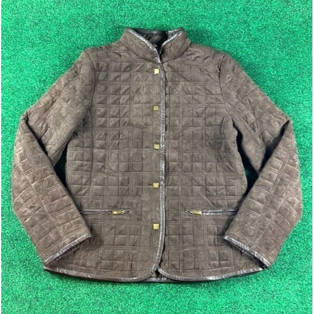Eivissa Brown Quilted Button Up Jacket‎ Womens Size Medium
